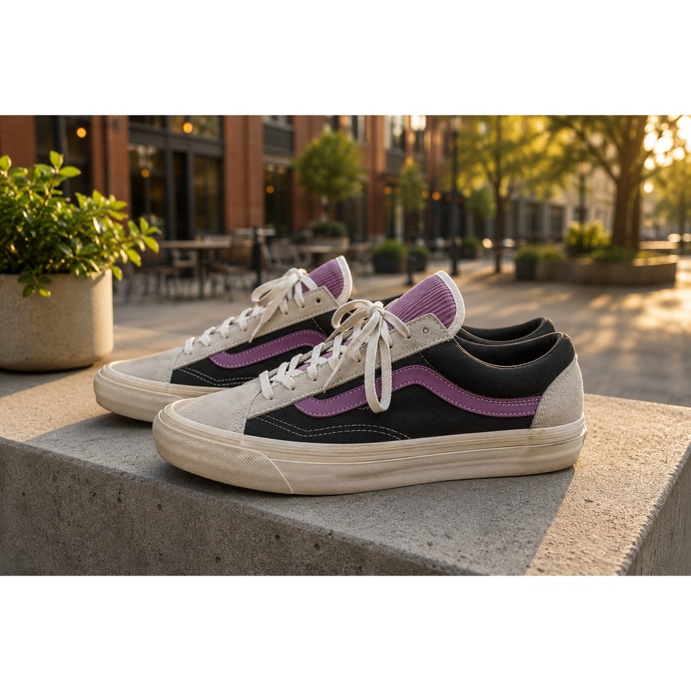 Vans OG Style 36 LX Black Orchid Ecru Corduroy Tongue Suede Leather‎ Shoe W 7.5